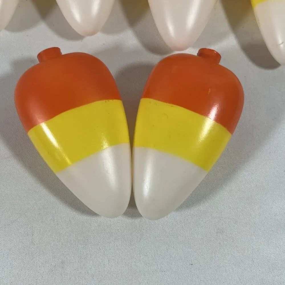 Vintage Set of 10 Candy Corn Blow Mold Plastic String Light Covers Halloween